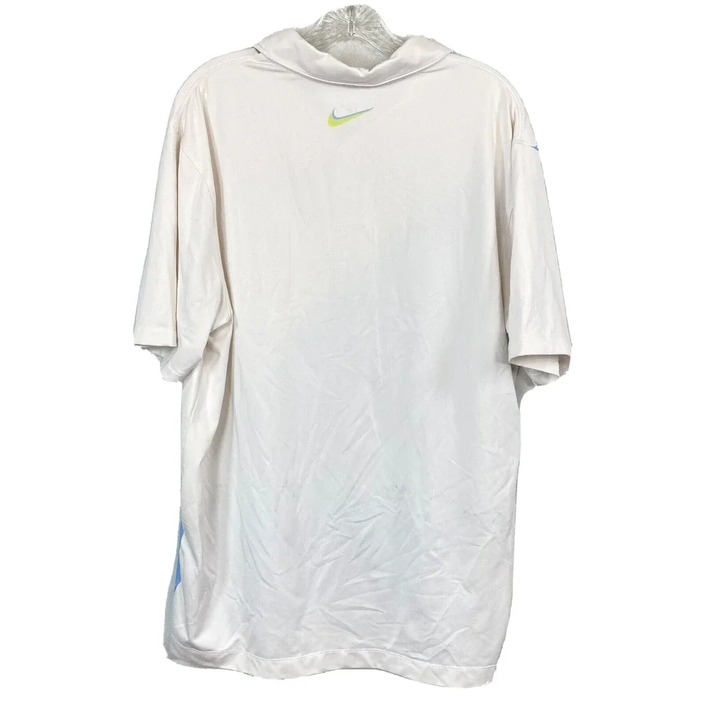 Nike Golf Polo Mens Sz L White‎ Blue Dri-Fit Performace Short Sleeve